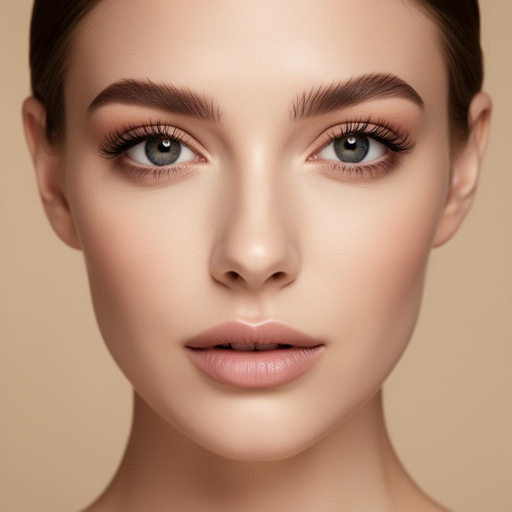 AI beauty preview — before and after lash, brow and lip enhancement after